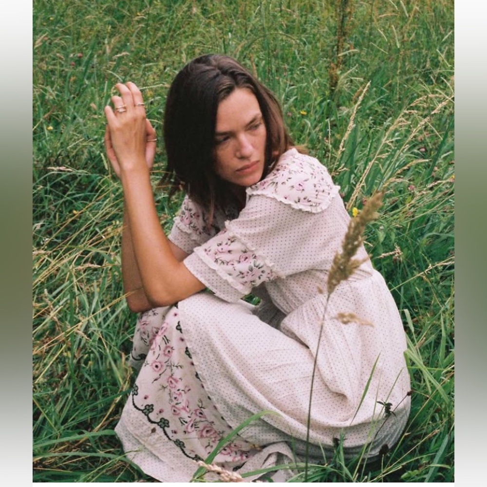 Cream Embellished Pleated Midi Sundress